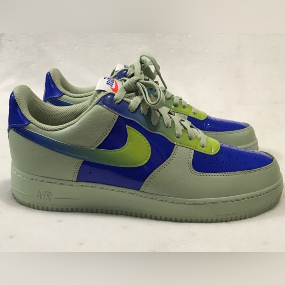 Nike By You iD Air Force 1 Low Custom Ombre Blue Green Patent Men Size 12 - Picture 4 of 13